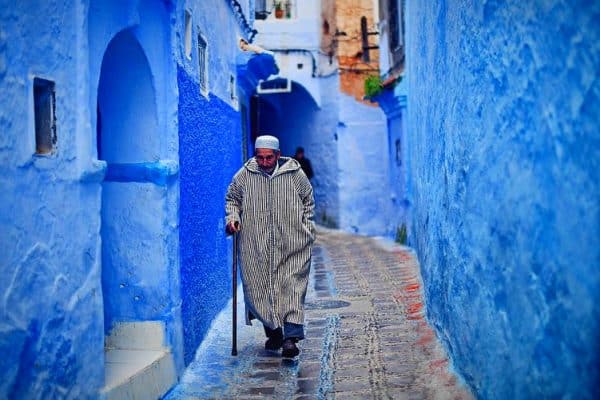 old man in chefchaouen street